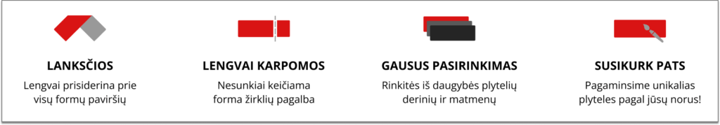 FasadasLtd Lanksčių plytelių savybės